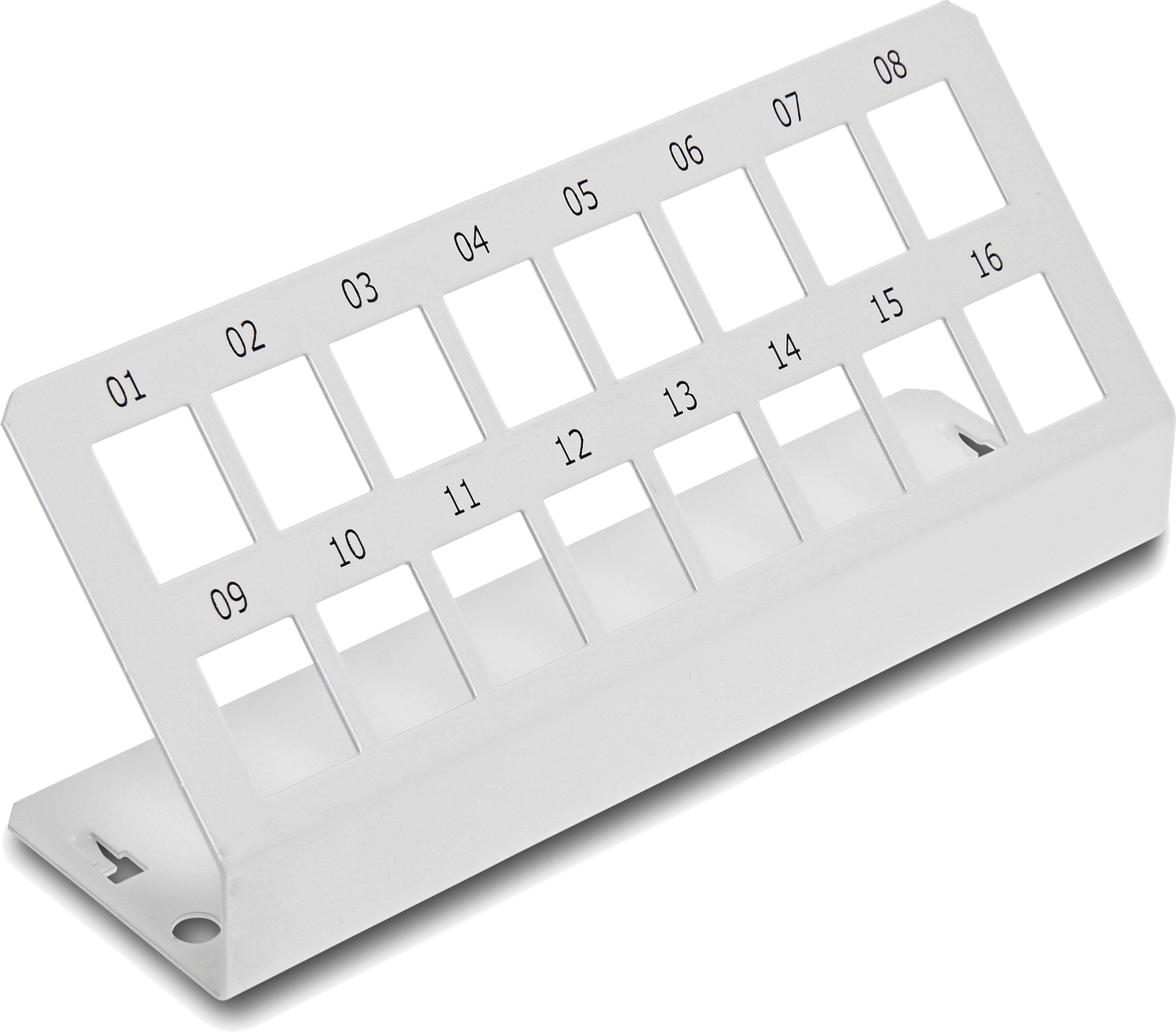 Eurolan 50S-21-03WT Patchpanel obestyckad 16xRJ45 (Hålbild: Keystone)