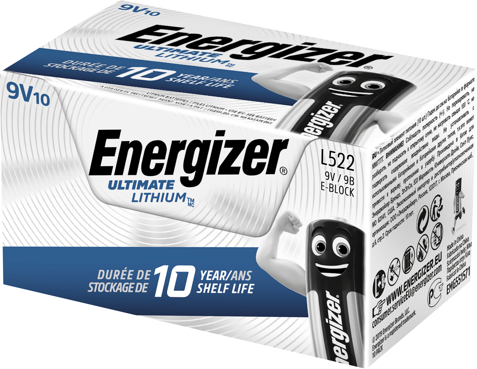 Energizer Ultimate Lithium Batteri 9 V/L522, 10-pakning