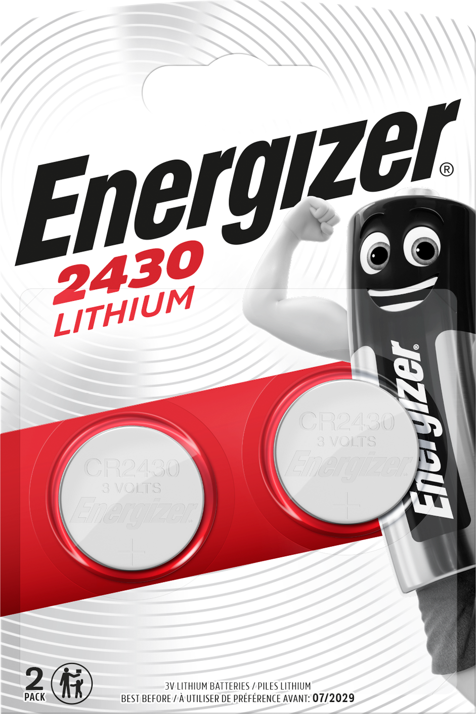 Energizer Lithium Knappcellsbatteri CR2430, 3 V, 2-pack