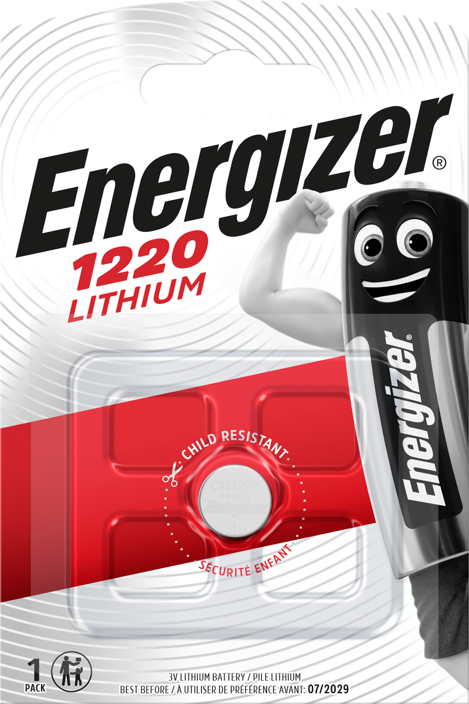 Energizer Lithium Knappcellsbatteri CR1220, 3 V