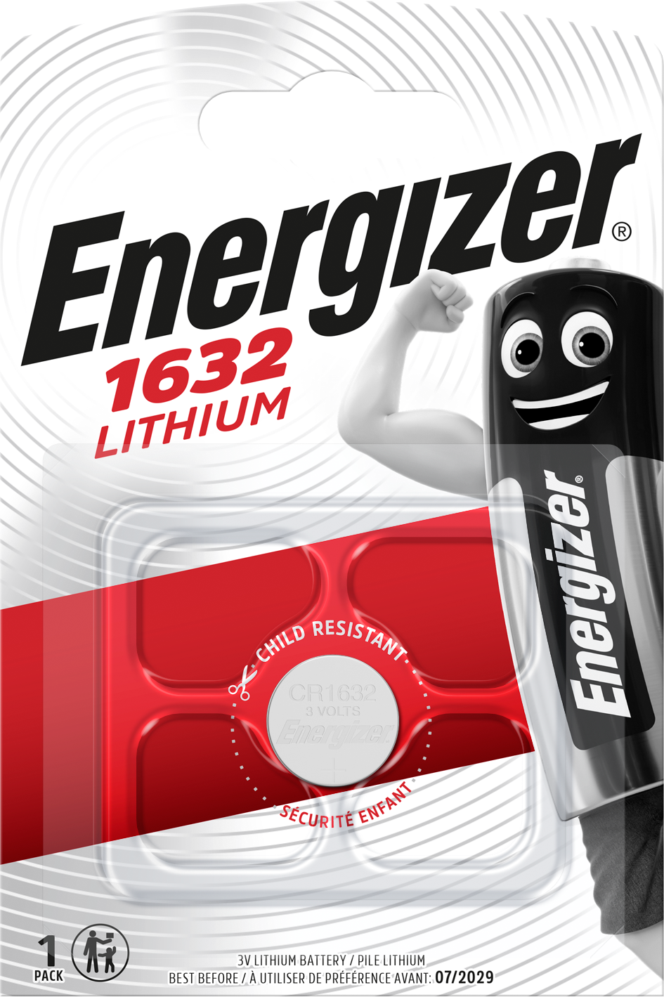 Energizer Lithium Knappecellebatteri CR1632, 3 V
