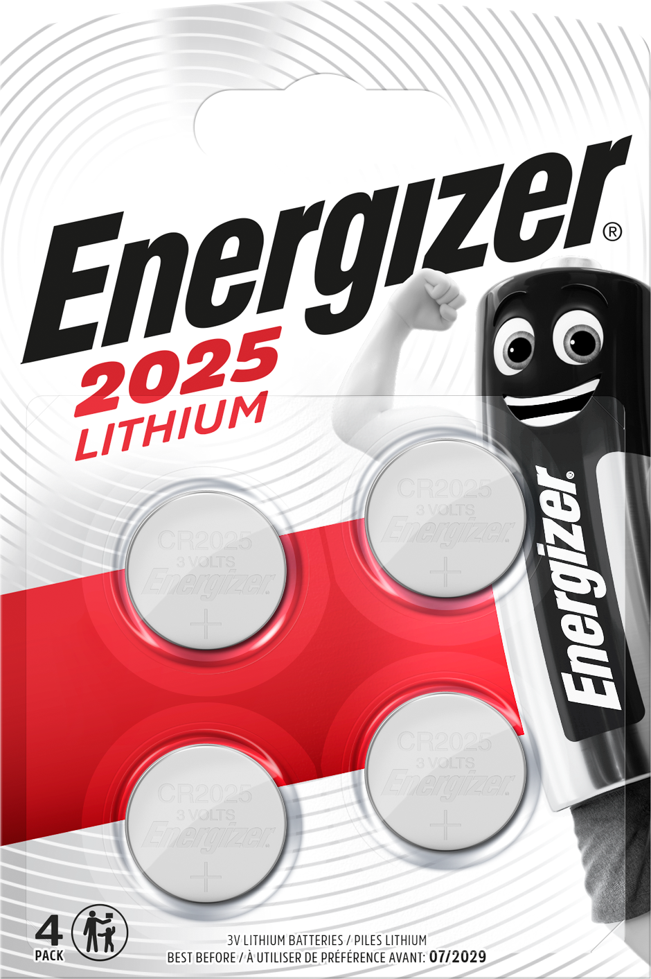 Energizer Lithium Knappecellebatteri 2025, 3 V, 4-pakning 4-pakning