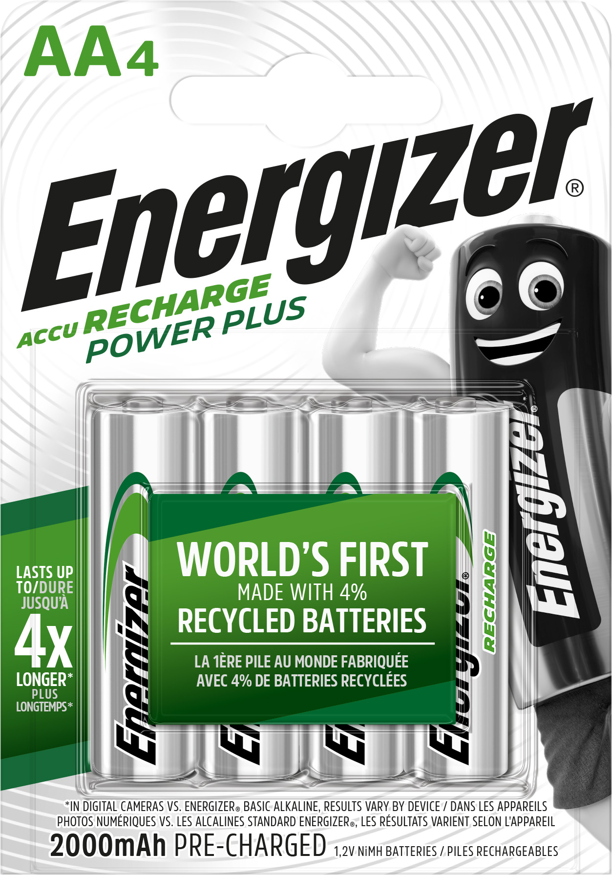 Energizer Batteri Aa/lr6 Oppladbart Nimh 2000 Mah 4-pakning