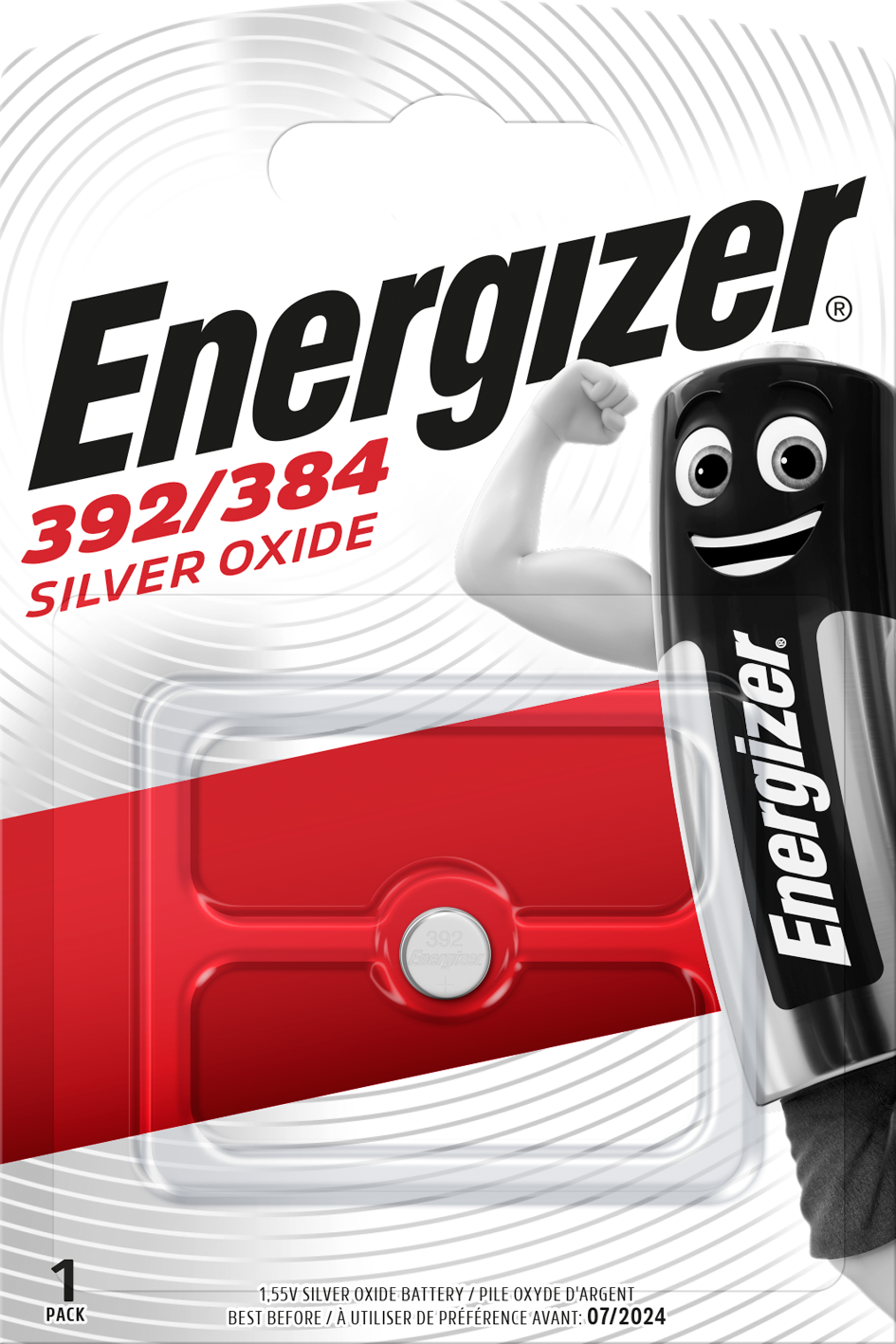 Energizer Silveroxid Knappecellebatteri 392/384, 1,55 V 7,9 x 3,6 mm