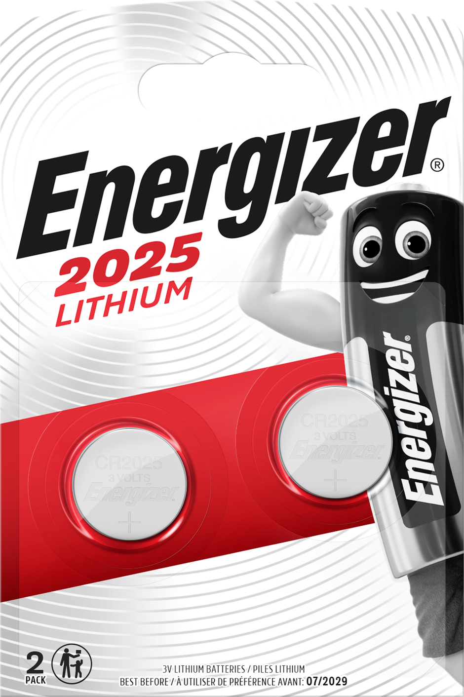 Energizer Lithium Knappcellsbatteri CR2025, 3 V 2-pack