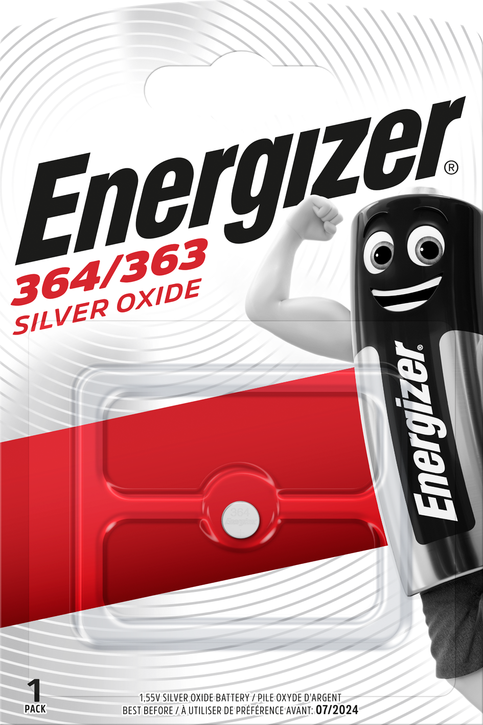 Energizer Silveroxid Knappecellebatteri 364/363, 1,55 V 6,8 x 2 mm