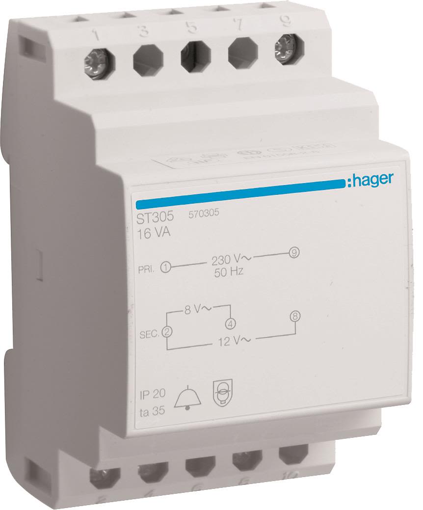 Hager ST305 Ringledstransformator 8/12V, 16W