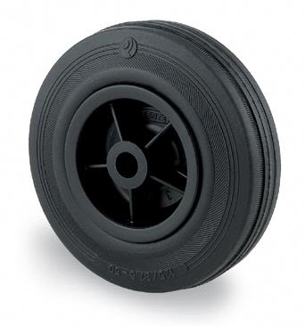 Tente PVO125 Industrihjul massivt gummi, axelhål 12 mm 125 mm
