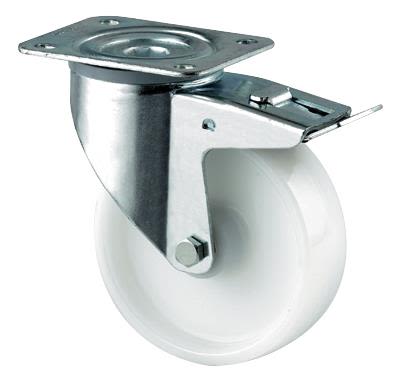 Tente 3477UOR160P63 Länkhjul nylon, vit, platta 137x105 mm 160 mm