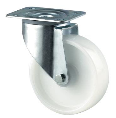 Tente 3470POR100P62 Länkhjul nylon, vit, platta 105x85 mm 100 mm