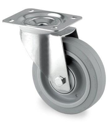 Tente 3470UFP200P63 Länkhjul elastic, platta 137x105 Ø200 mm
