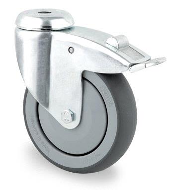 Tente 2477PJP075P30 Länkhjul termogummi, broms, centrumhål 11 mm 75 mm