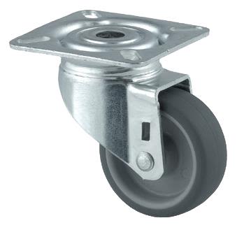 Tente 2470PJO125P50 Länkhjul termogummi, platta 77x67 mm 125 mm