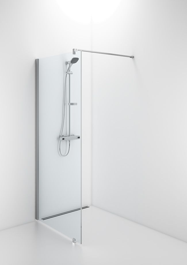 Contura Space SFNK 800 Brusevæg børstet aluminium/klar glas 800 mm