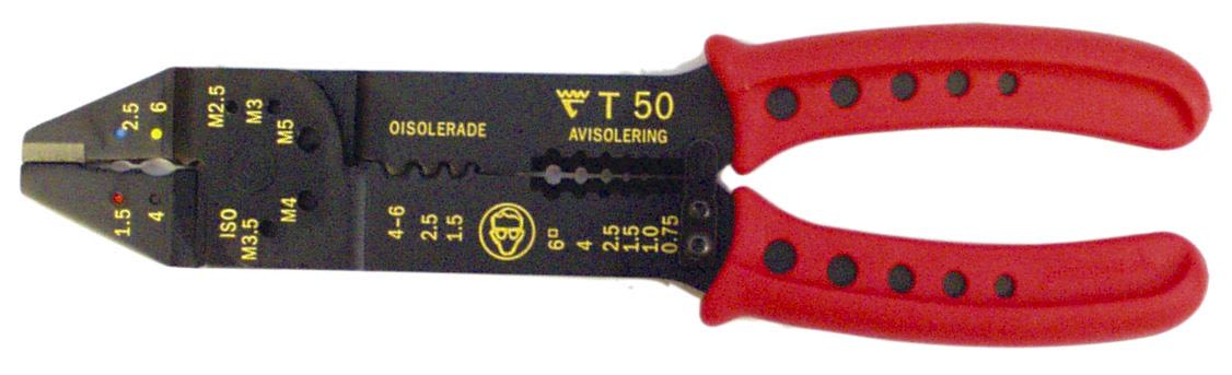 Tang T50 f/ isol- og uisol. forbindelser 0,5-6mm2 + 1,5-6mm2