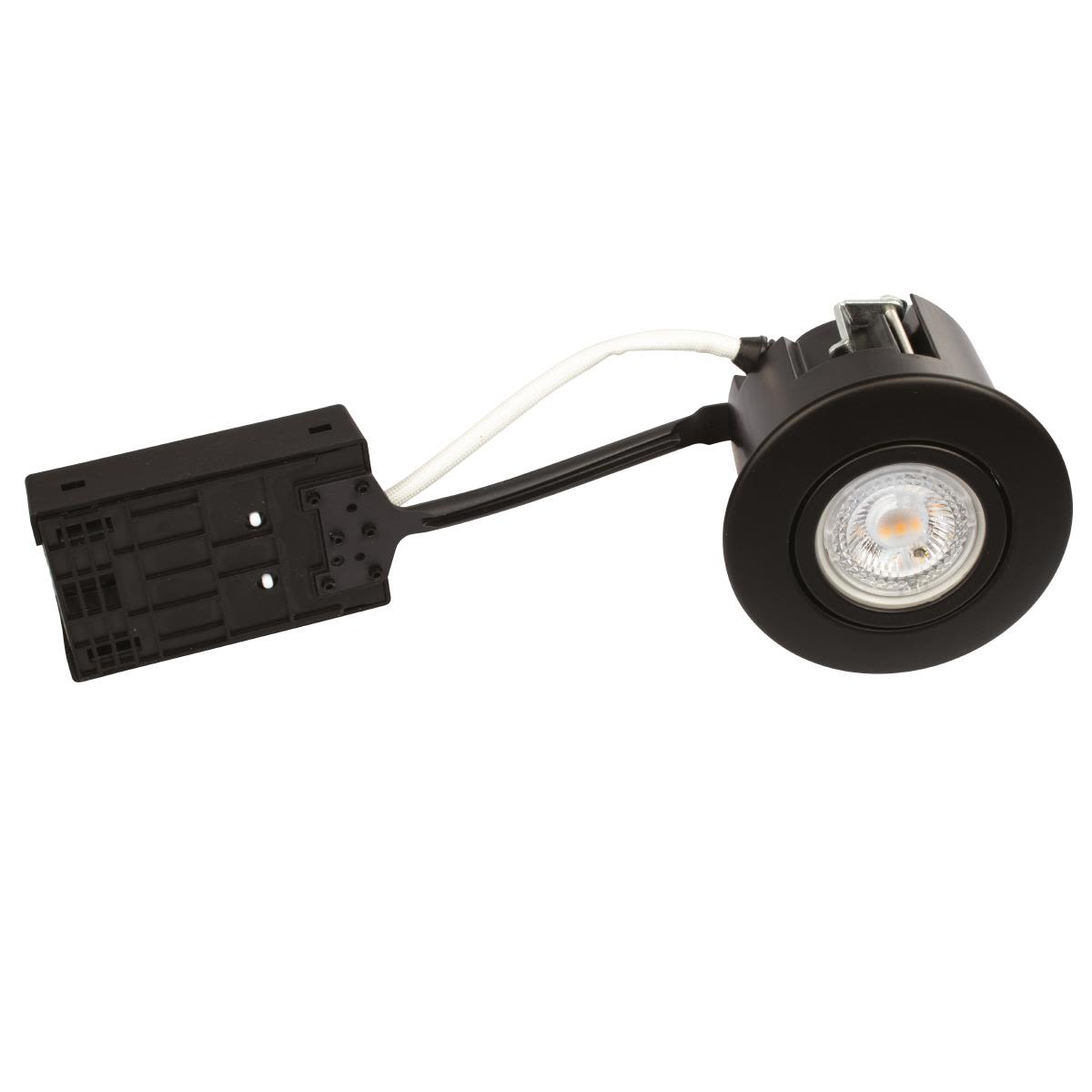 Luna Quick install 230V Dæmpbar flimmerfri GU10 5W 2700K 370lm IP44 Mat Sort Rund.