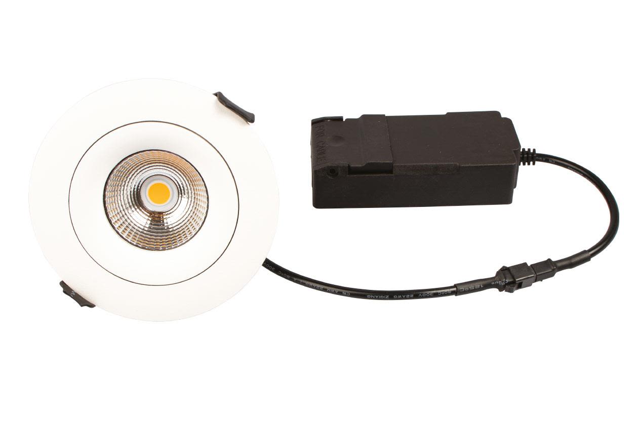 Scan Products Sabina lp 230v dimmable flicker free 5.4w 2700k cri90 400lm ip44 matt white round