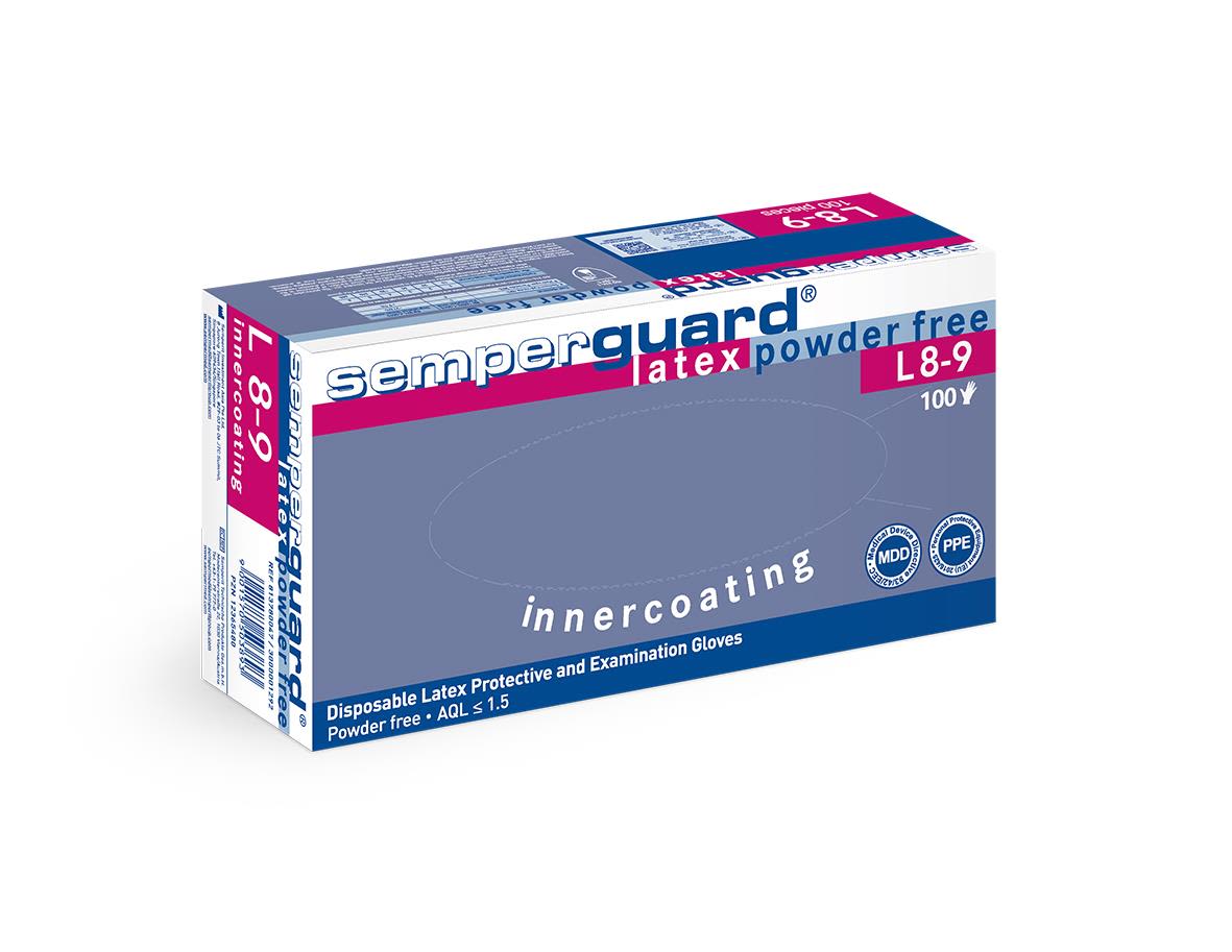 Semperguard Latex PF Engångshandske latex, puderfri S, 100 st.