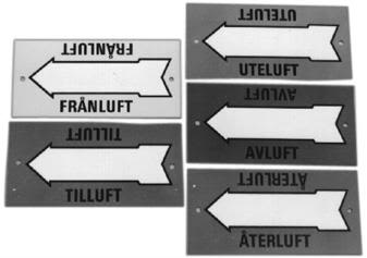 Nordisk Rörmärkning 905544 Märkskylt 165 x 80 x 0,4 mm Tilluft, röd