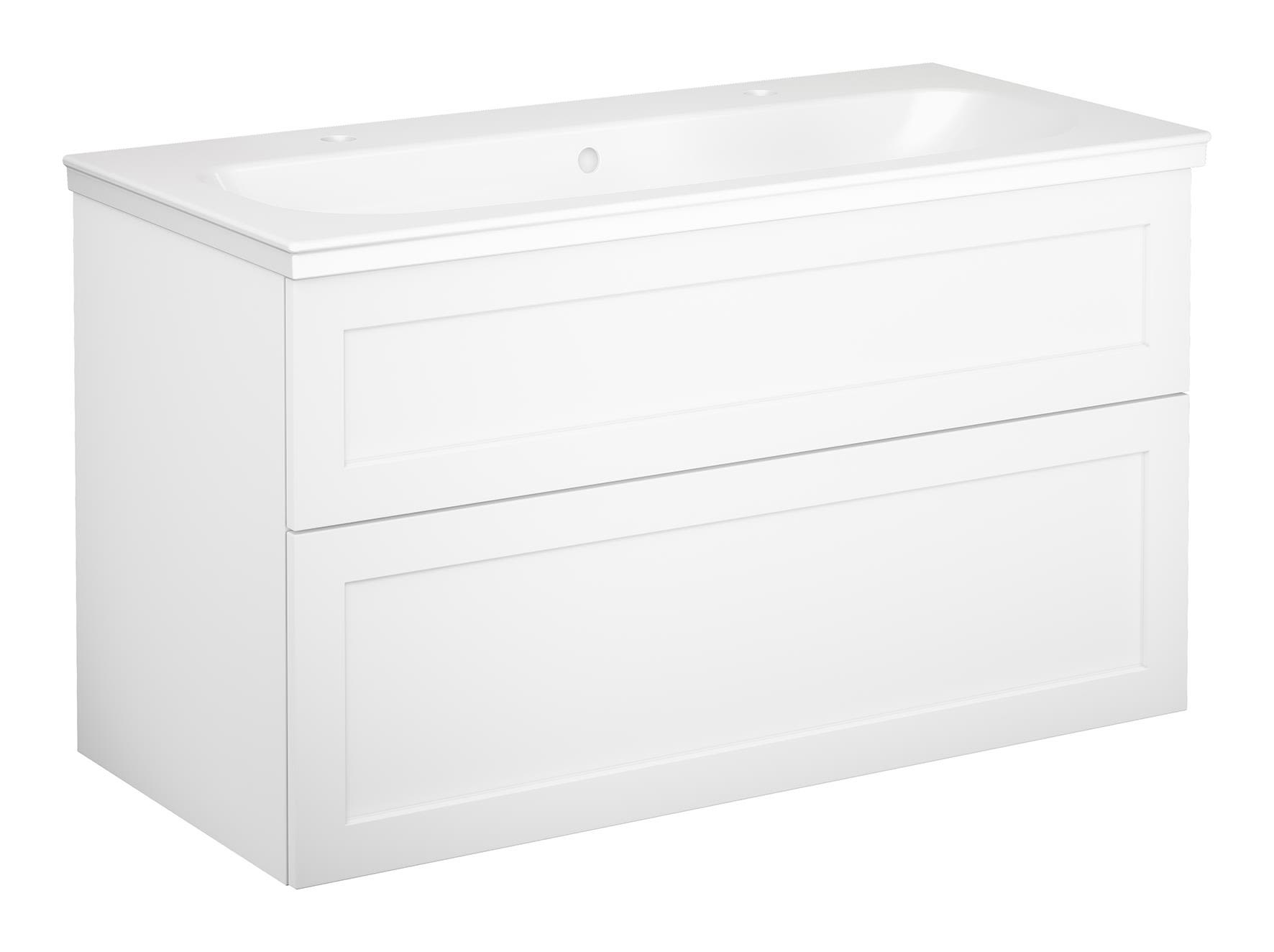 Gustavsberg Artic Kommodpaket ramlucka, vit, 100 cm, 2 blandarhål