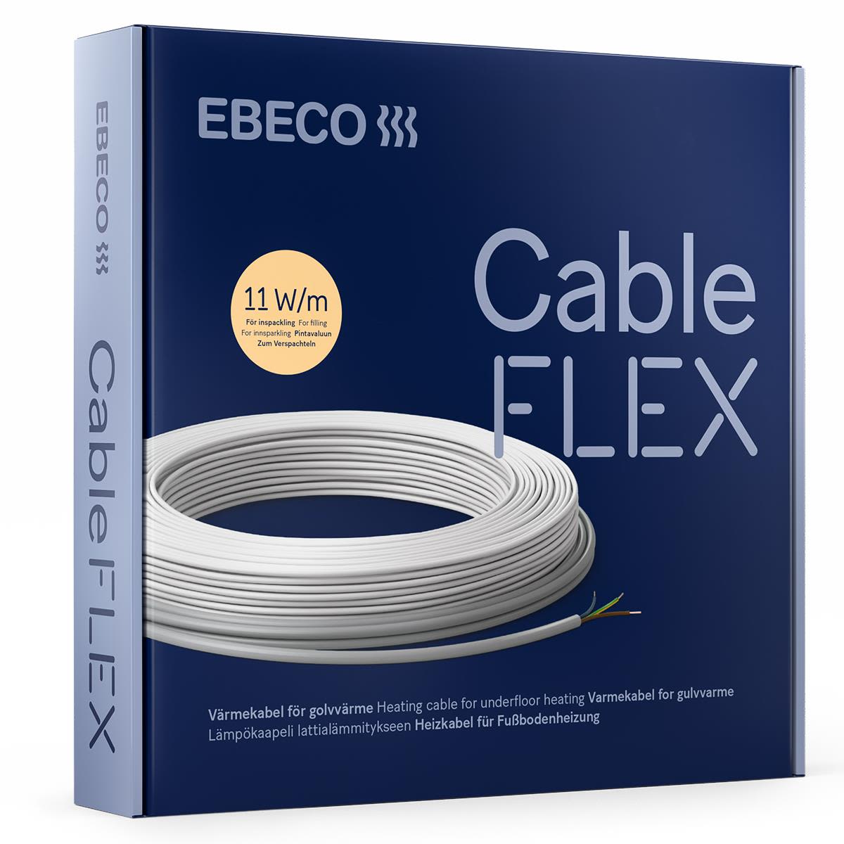 Ebeco Cableflex 11 Golvvärmekabel serieresistiv 2-ledare med skärm 11 W/m