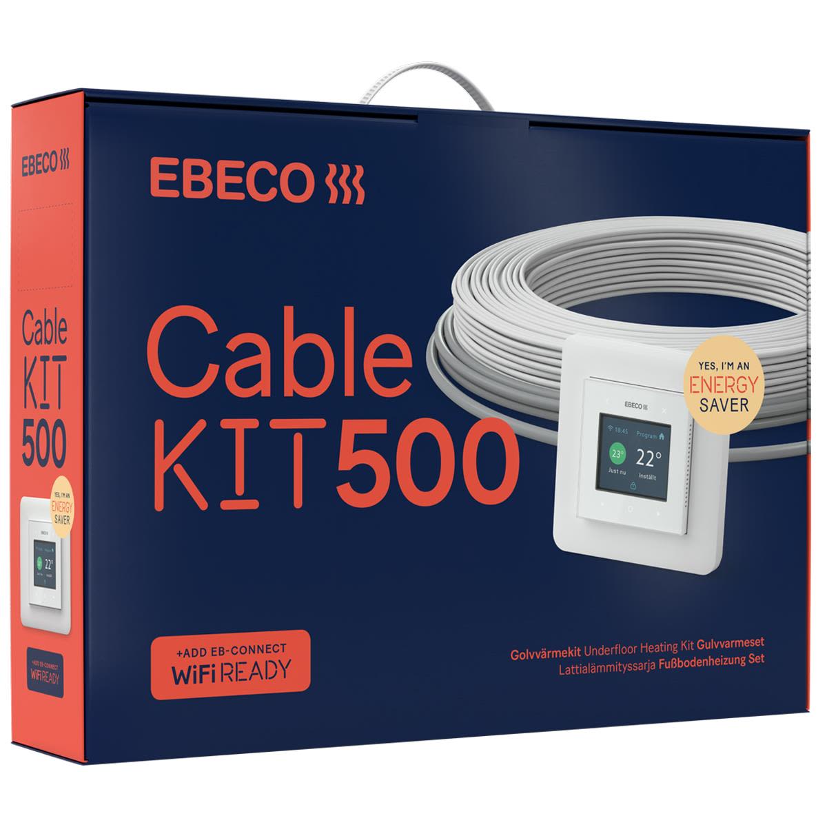 Ebeco Cable Kit 500 Gulvvarme sæt med varmekabel og termostat 18,5 m, 200 W