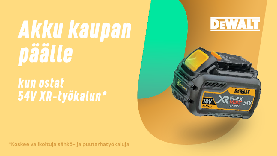 Akku kaupan päälle kun ostat 54 V:n XR-työkalun