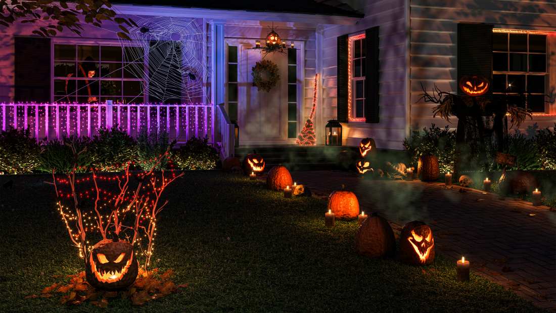 Lampor från Philips Hue lyser upp under Halloween.