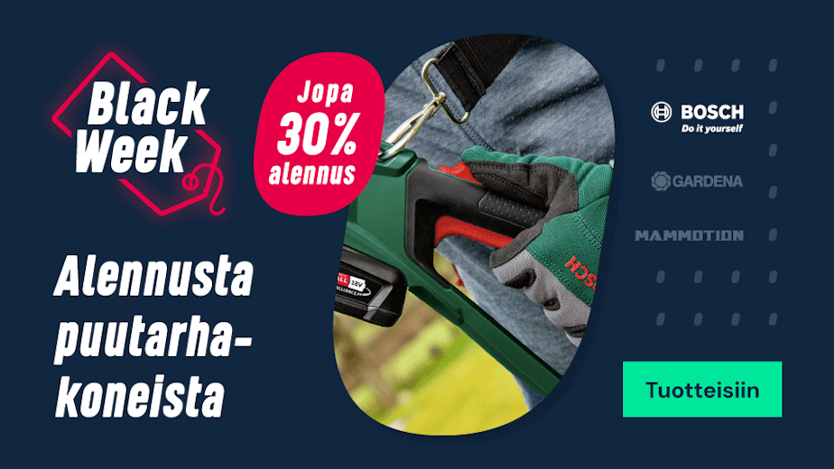 Alennusta puutarhakoneista