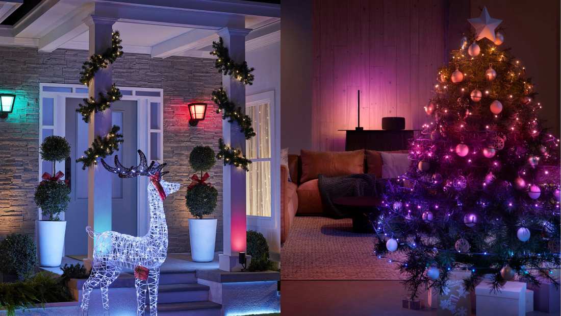 Julbelysning inomhus och utomhus med Philips Hue.