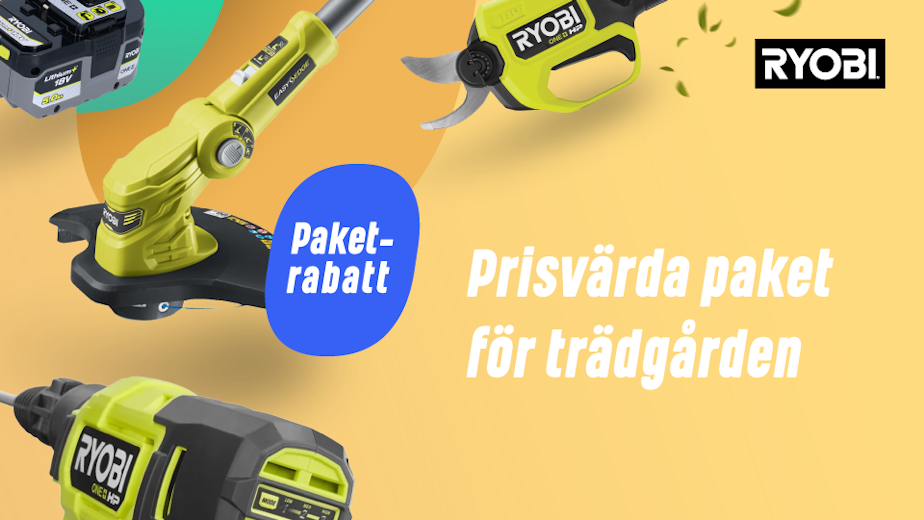 Ryobi – Prisvärda paket för trädgården (Paketrabatt)