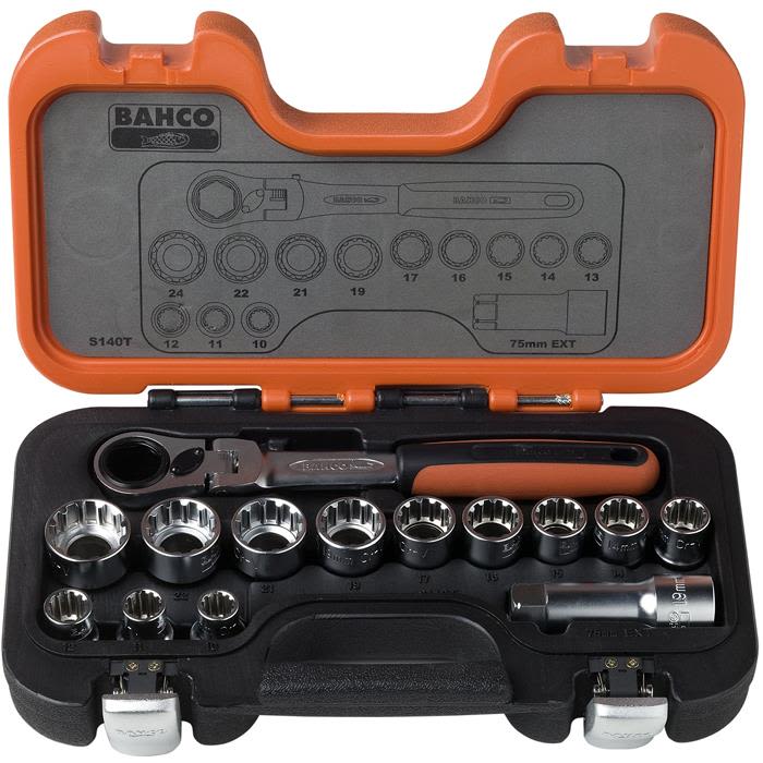 BAHCO socket set 1/2 14 pieces 10-24mm