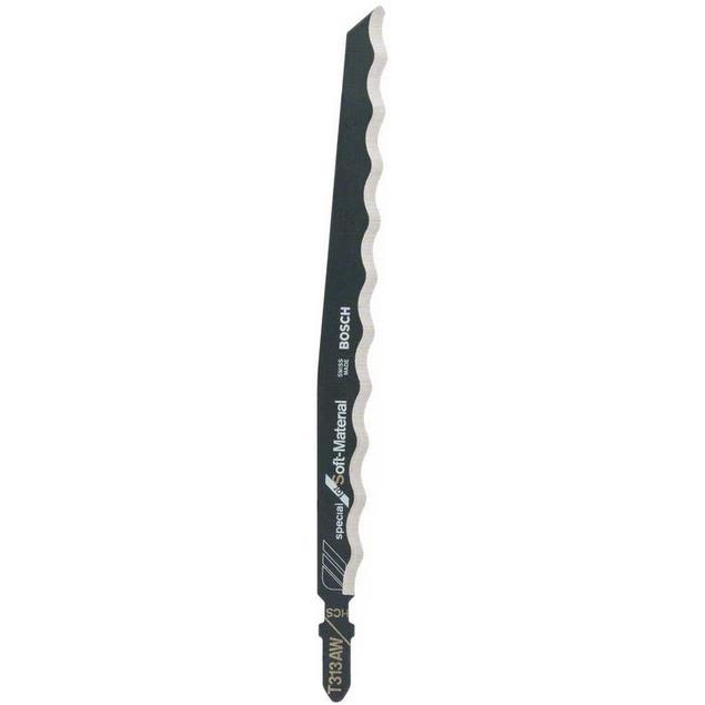 Bosch Special for Soft Material T 313 AW - Bladsett for stikksag - for kartong, lær, gummi, teppe, styrofoam - 3 deler - T-skaft - lengde: 152 mm