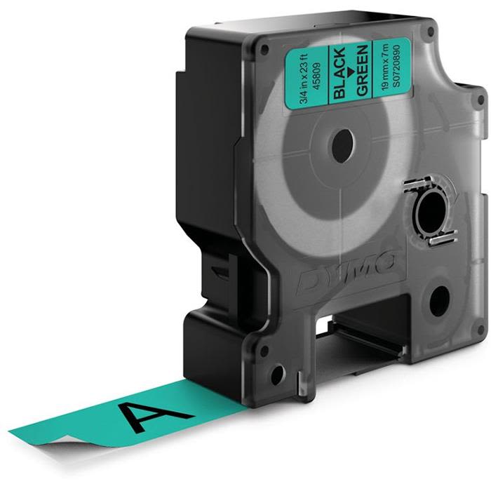 Tape Dymo D1 19mm x 7m - Svart/grønt