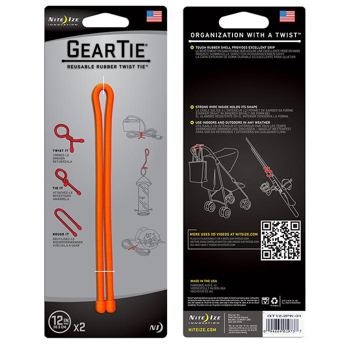 Nite Ize Gear Tie 12 Vaier 2-pakning oransje