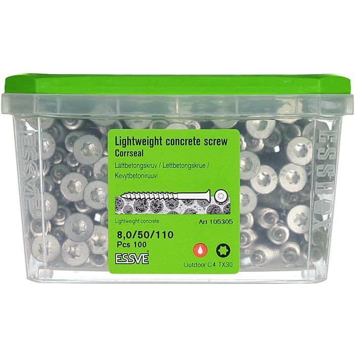 ESSVE CorrSeal TX30 Lettbetongskrue 8,0x110mm, 100-pakning