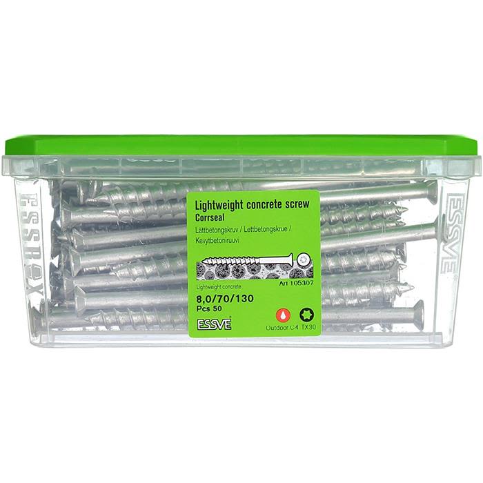 ESSVE CorrSeal TX30 Lettbetongskrue 8,0x130mm, 50-pakning