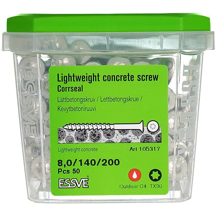 ESSVE CorrSeal TX30 Lettbetongskrue 8,0x200mm, 50-pakning