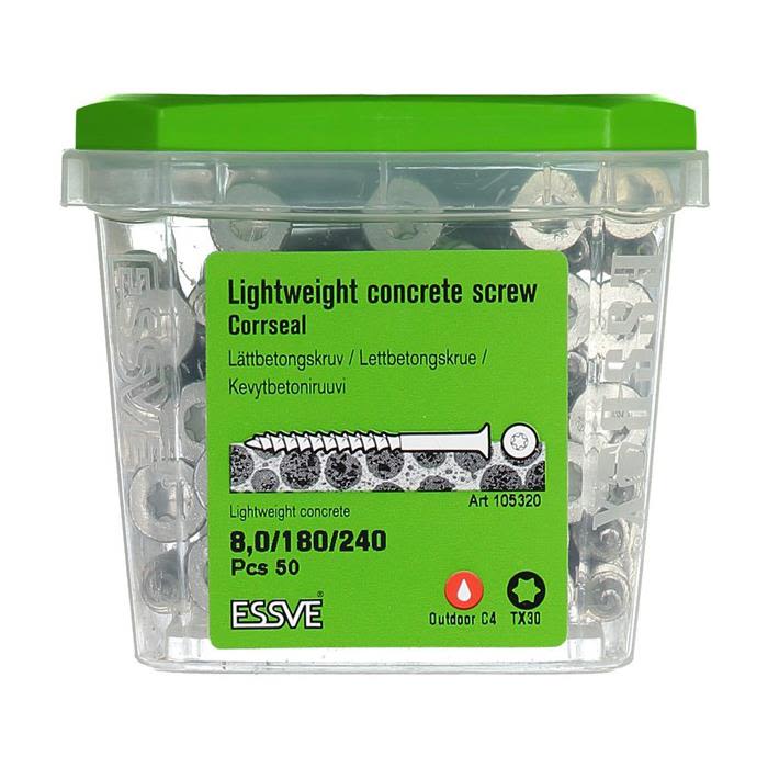 ESSVE CorrSeal TX30 Lettbetongskrue 8,0x240mm, 50-pakning