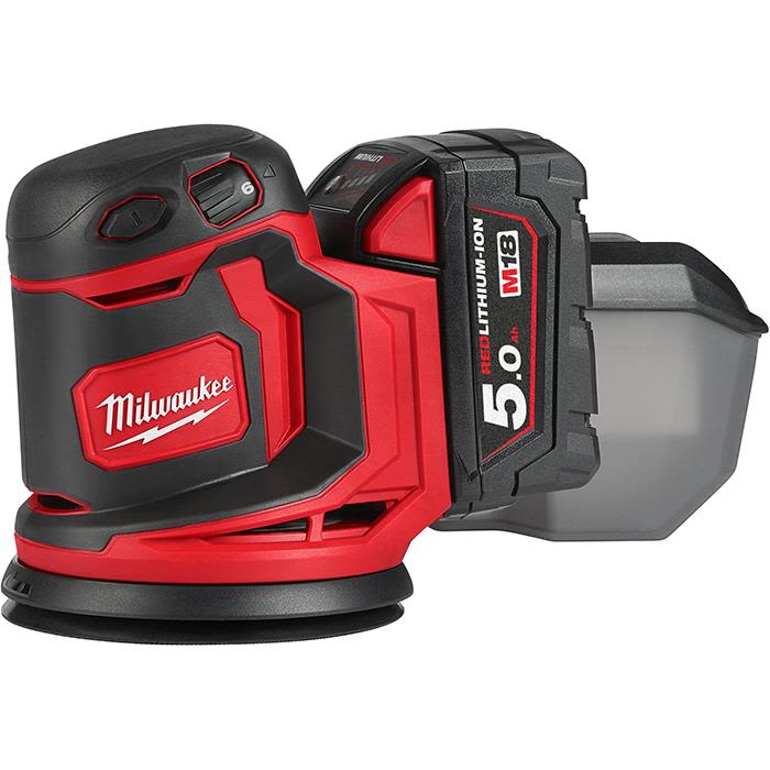 Milwaukee M18 BOS125-502B Excenterslip med batteri och laddare