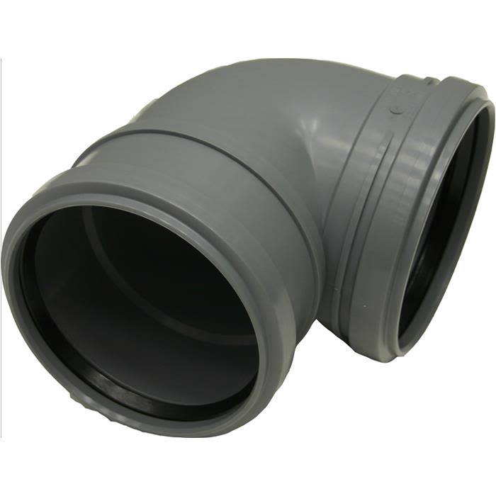 Pipelife 176001 WC-böj med 2 muffar, lågbyggande språng, 110 mm