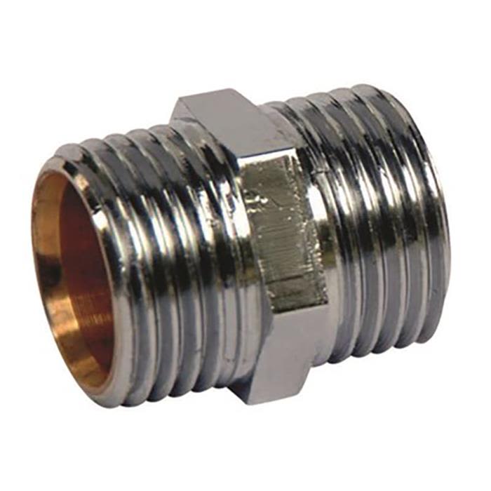 Vatette FG060348620 Rørkobling rett, forkrommet, utv. gjenge, G15 x G10