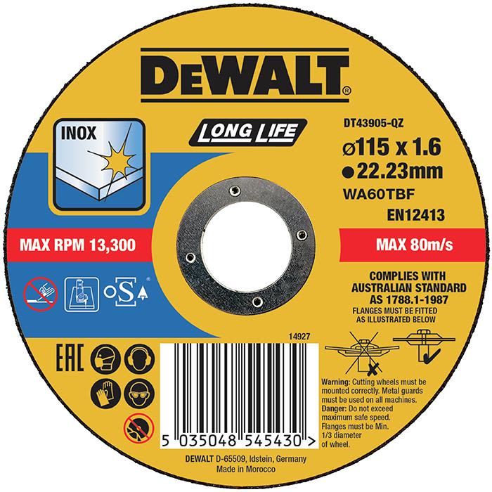 Dewalt DT43905 Kappeskive thin cutting 115 x 1,6 mm