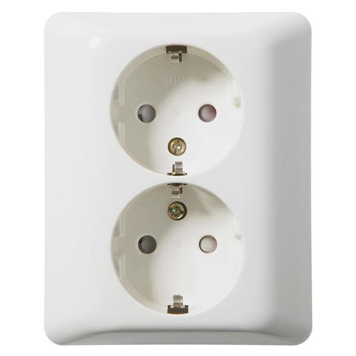 Elko EKO03595 Vägguttag infällt, jordat, 2-vägs, utan klor