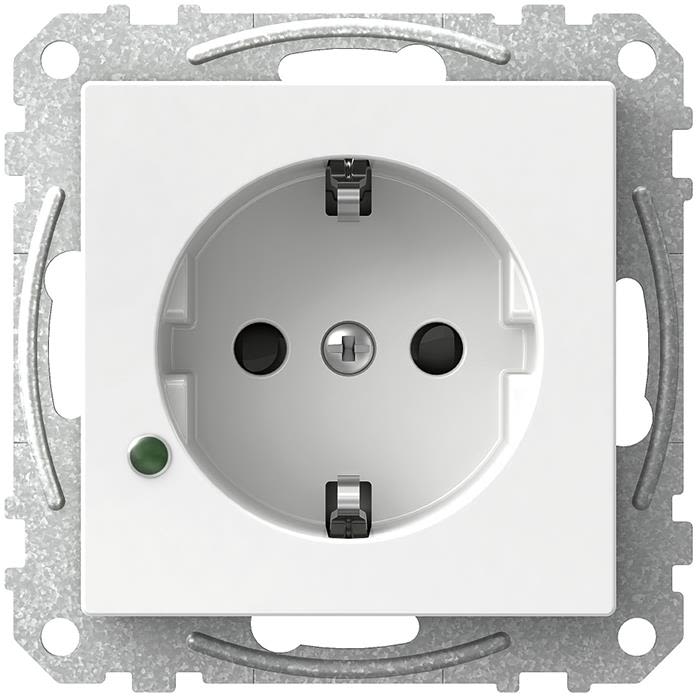 Schneider Electric Exxact WDE002329 Vägguttag med LED-indikering, jordat, 1-vägs