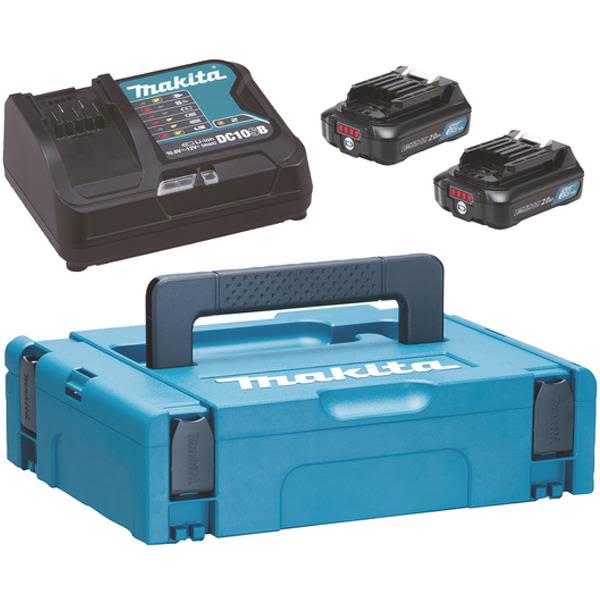 Makita Powerpack 197658-5 Ladepakke 2 stk 2,0 Ah, batterier, ladere, bag