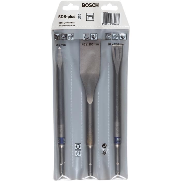 Bosch 2607019159 Meiselsett med SDS-Plus-feste 3 deler