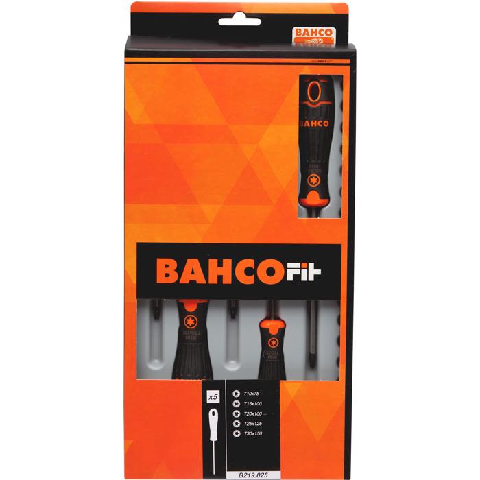 Bahco B219.025 Skrutrekkersett Størrelse T 10, T 15, T 20, T 25, T 30