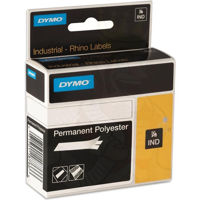 DYMO Rhino Tape 19 mm, permanent polyester Sort på metallisk