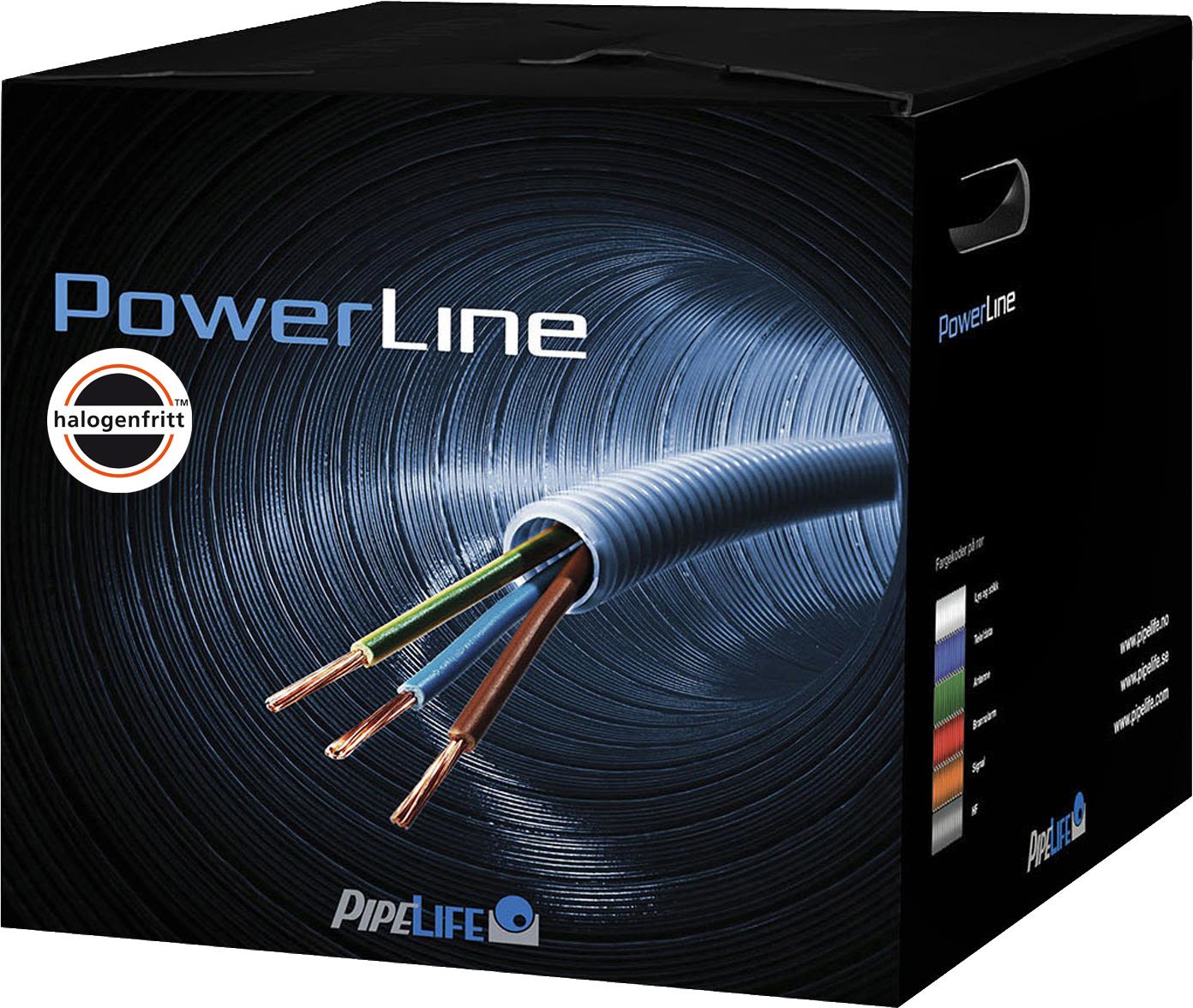 Pipelife FQ PowerLine Kabel forhåndslagt, kan innstøpes 5G 2,5, 20 mm x 50 m